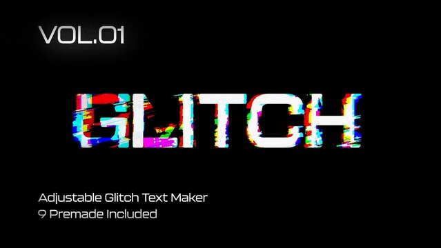 Glitch Text Animation Maker Vol. 1 | VHS, RGB Split & Digital Distortion Titles