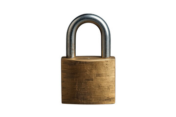 Naklejka premium Padlock showing security, safety, and protection. Featuring a brass body and steel shackle, isolated object