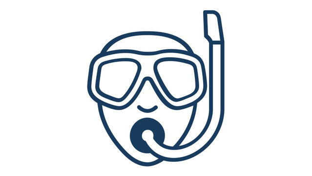 Scuba Diving Mask and Snorkel Line Icon Vector Illustration. Minimalist Flat Design for Maritime, Nautical, Underwater Sports, and Summer Vacation Themes. Scalable AI-Generated Graphic Element.