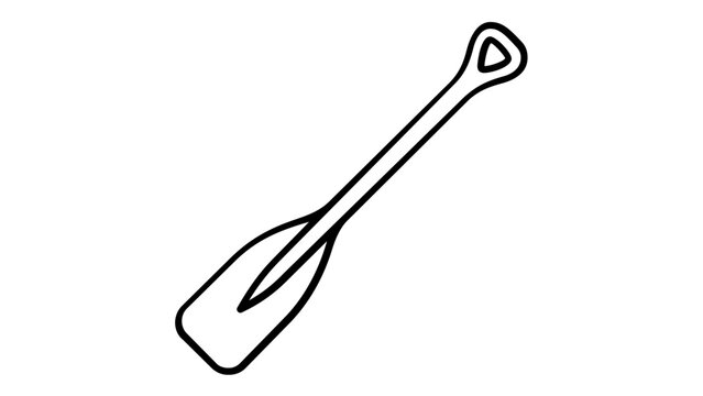 Minimalist Boat Oar Vector Icon Illustration, Hand-Drawn Nautical Paddle Line Art for Boating and Rowing Designs, Scalable Maritime Equipment Graphic Isolated on White Background