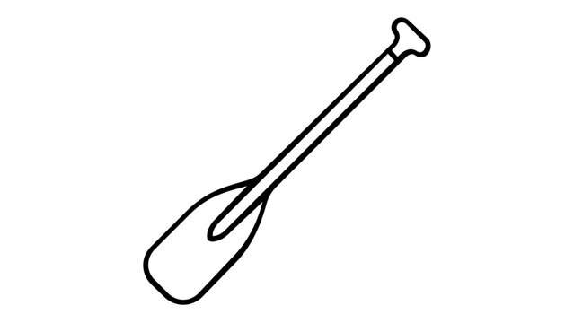 Minimalist boat paddle line icon vector illustration. Simple black and white oar graphic for nautical, maritime, and water sports designs. Scalable flat design element for web and print apps.
