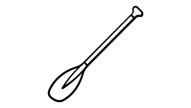 Minimalist black and white line icon illustration of a boat paddle or oar for rowing, canoeing, and kayaking, perfect for nautical maritime designs, scalable vector graphic, AI-generated art.