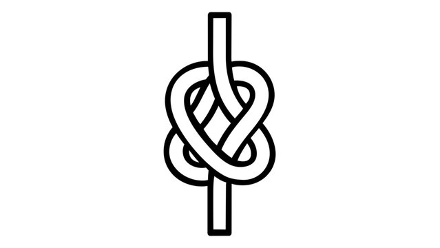 Nautical Rope Knot Line Icon Vector Illustration, Minimalist Black and White Scalable Flat Graphic Design of a Maritime Marine Knot for Sailing, Climbing, and Outdoor Adventure Projects.