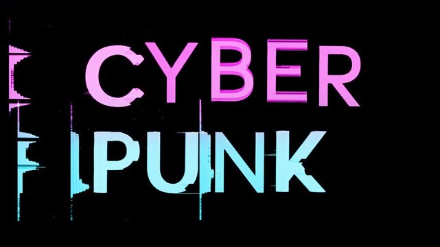cyberpunk written with a television glitch style fotn