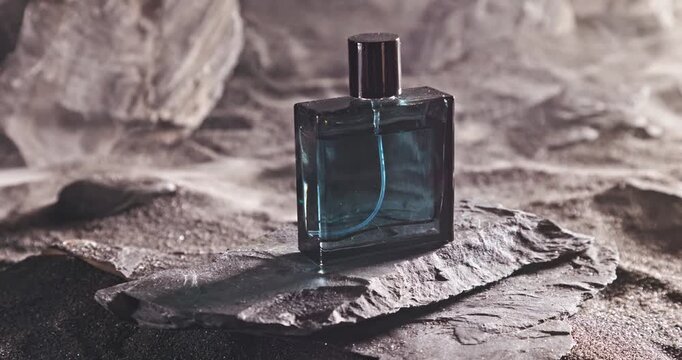 Intense blue perfume in environment rocks and volcanic sand.