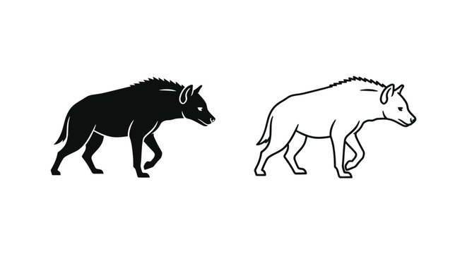 Wildlife Comparison: Hyena vs Aardwolf Visual Guide Vector