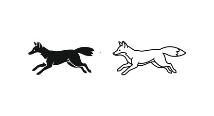 Fototapeta premium Fox Running Silhouette Designs and Illustrations Vector