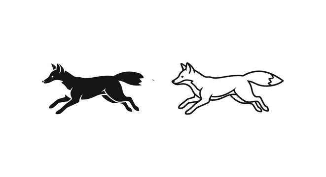 Fox Running Silhouette Designs and Illustrations Vector