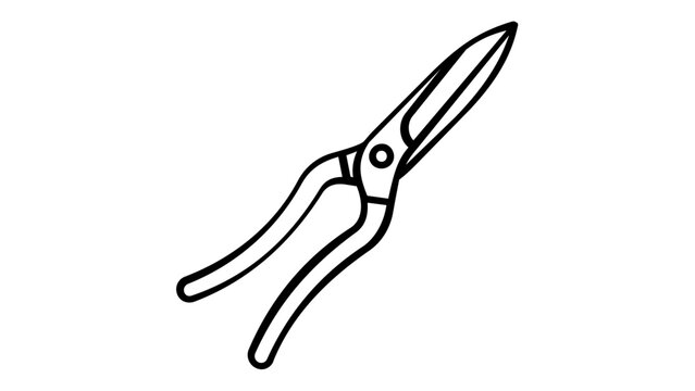 Professional garden shears line art vector icon illustration for landscaping, horticulture, and plant care. Minimalist pruning tool graphic for garden maintenance, agriculture, and DIY projects.