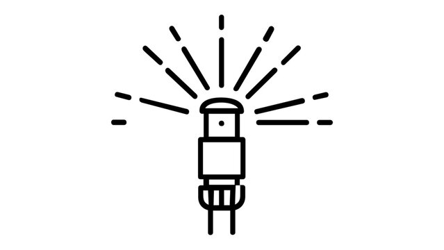 Minimalist garden sprinkler vector icon illustration featuring water spray lines for lawn irrigation and yard maintenance, flat design scalable graphic for gardening, landscaping, and farming.