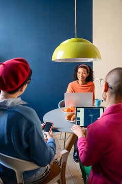 Creative women collaborating in a modern office setting
