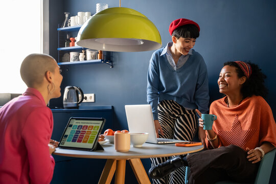 Creative women collaborating in a modern business setting