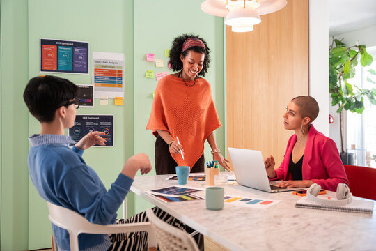 Women engaging in a creative business meeting