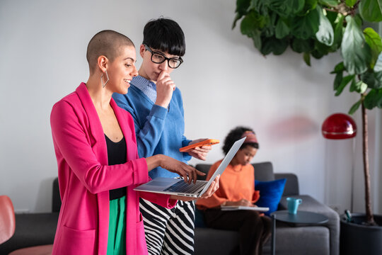 Collaborative women in a creative workspace setting
