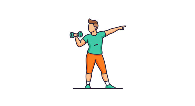 Man doing arm exercise with dumbbell.