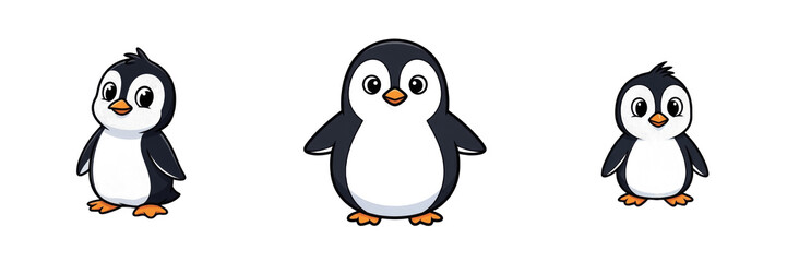 Obraz premium Cute Cartoon Penguin Character Set - Isolated Arctic Animal Illustration PNG