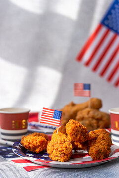 American Independence Day party with crispy chicken wings