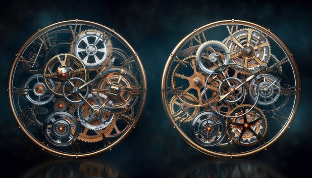 Intricate Mechanical Watch Gears in Open Contrast.