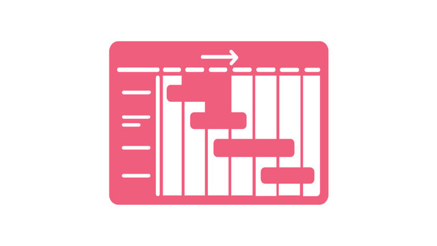Project management Gantt chart vector icon showing tak completion and schedulin timeline. Minimalist flatillustration for business lanning, workflow organizaion, and productivity tracing.