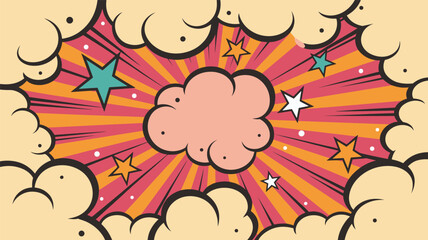 Comic Book Style Explosion Background with Stars and Clouds boom bang © Maru