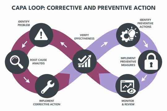 CAPA Loop Showing Corrective and Preventive Actions for Quality System