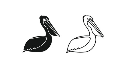 Obraz premium Pelican Silhouette Art Vector Designs Vector