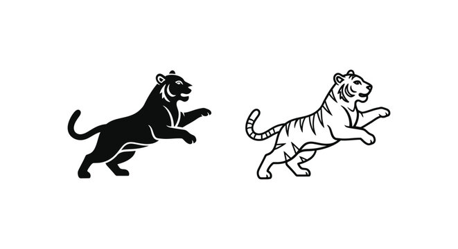 Majestic Big Cats: Leopard and Tiger Symbols Vector