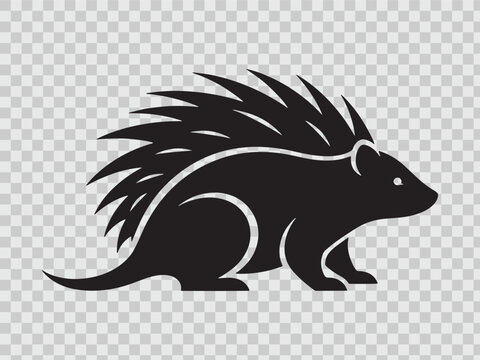 Porcupine silhouette vector graphic representing hedgehog or echidna for forest wildlife theme art.
