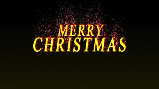 3D golden orange glitter sparkling Magic lights. sparkle on black background with revealing effect Merry Cristmas greeting