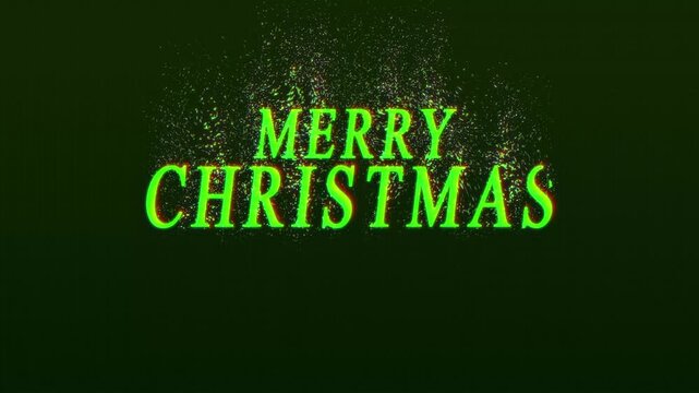 3D green glitter sparkling Magic lights. sparkle on black background with revealing effect Merry Cristmas greeting
