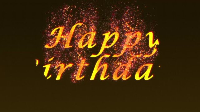 birthday intro revealing card happy birthday with sparkling glitter particles background