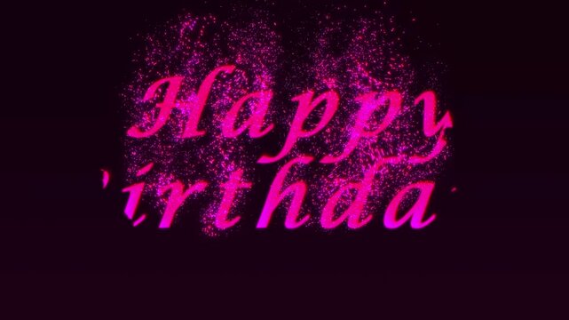 birthday intro revealing card happy birthday with sparkling glitter particles background