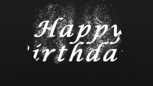 birthday intro revealing card happy birthday with sparkling glitter particles background
