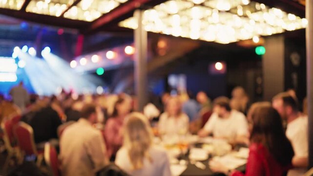 Formal corporate event with professional introductions and presentations