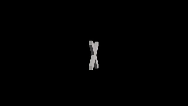 Gray 3D Letter X Icon on Black Background alphabet