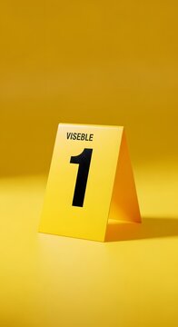 Evidence marker with the number one on a vibrant yellow background