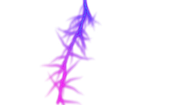 Purple Pink Gradient Glow Lightning Strike Isolated on Transparent Background
