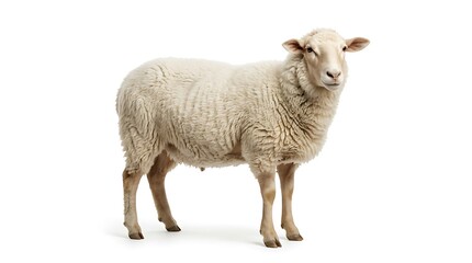 Fototapeta premium Isolated sheep on white background in full body pose for design projects