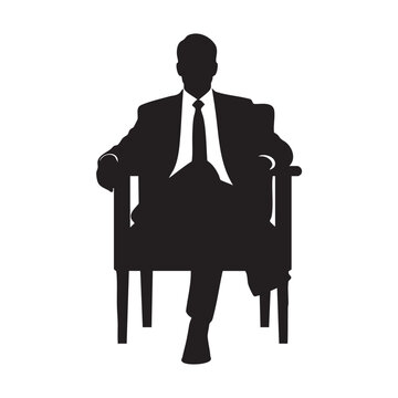 Silhouette of businessman sitting in armchair formal attire isolated on white background professiona