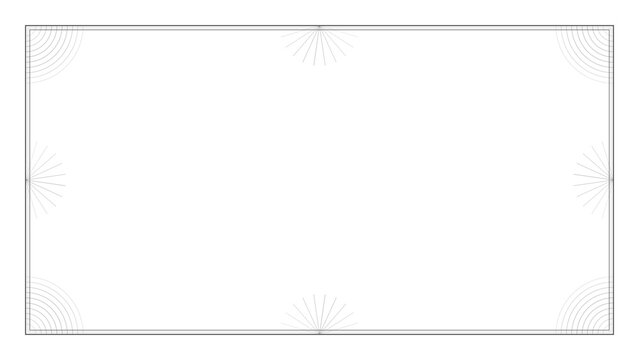 Clean rectangular border with minimalist geometric designs on transparent grid.