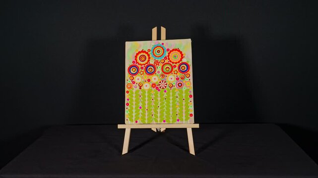 Time lapse of modern floral still life painting artwork. Stop motion shows detailed and expressive artistry aesthetic and creative ideas. Playful imaginary gardens and bouquets. Unique and vibrant.