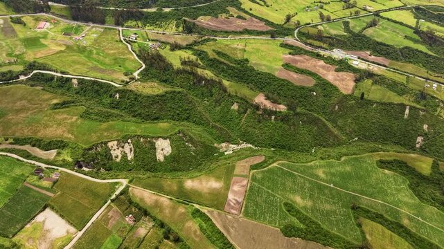 Cinematic Aerial View of Laguna Cuicocha with Cotacachi Volcano in Ecuador