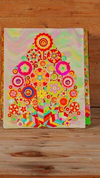 Time lapse of modern floral still life painting artwork. Stop motion shows detailed and expressive artistry aesthetic and creative ideas. Playful imaginary gardens and bouquets. Unique and vibrant.