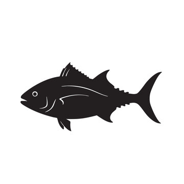 Black tuna silhouette simple vector illustration for seafood fishing or marine themes isolated on wh