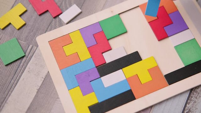 colorful wooden geometric shapes intellectual puzzle, therapy cognitive training, dementia aid, brain health, puzzle pieces, occupational therapy, logical thinking, mental exercise, elderly activity