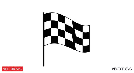 Obraz premium Checkered Racing Flag Waving - Black and White Finish Line Symbol