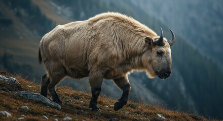 Fototapeta premium mountain goat on a rock