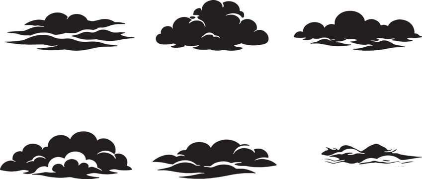 Fog and mist silhouettes bundle haze cloud vector weather icon set