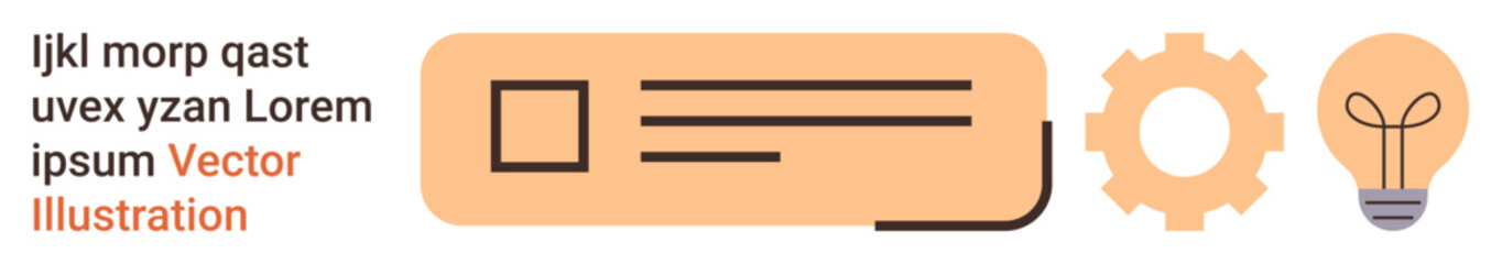 Innovation, creativity, technology, brainstorming, interface design, engineering. A layout with a gear symbol, light bulb icon and interface graphic. Innovation and creativity concept © robu_s