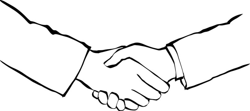 Business handshake line art vector illustration